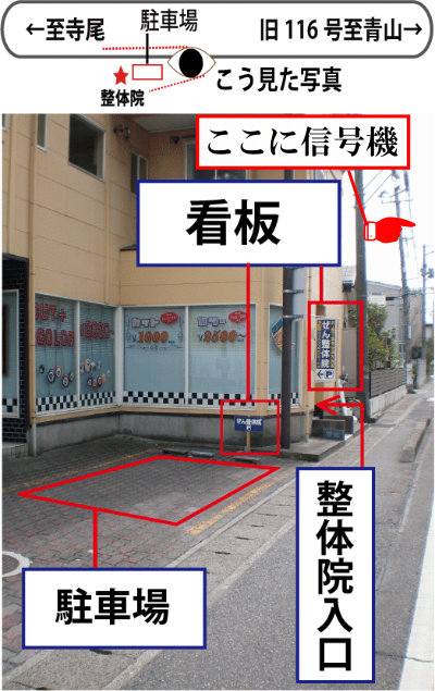店舗の駐車場と看板